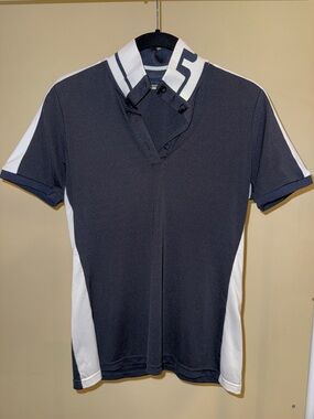 J.Lindeberg Navy & White Short Sleeve Polo with Contrasting Collar